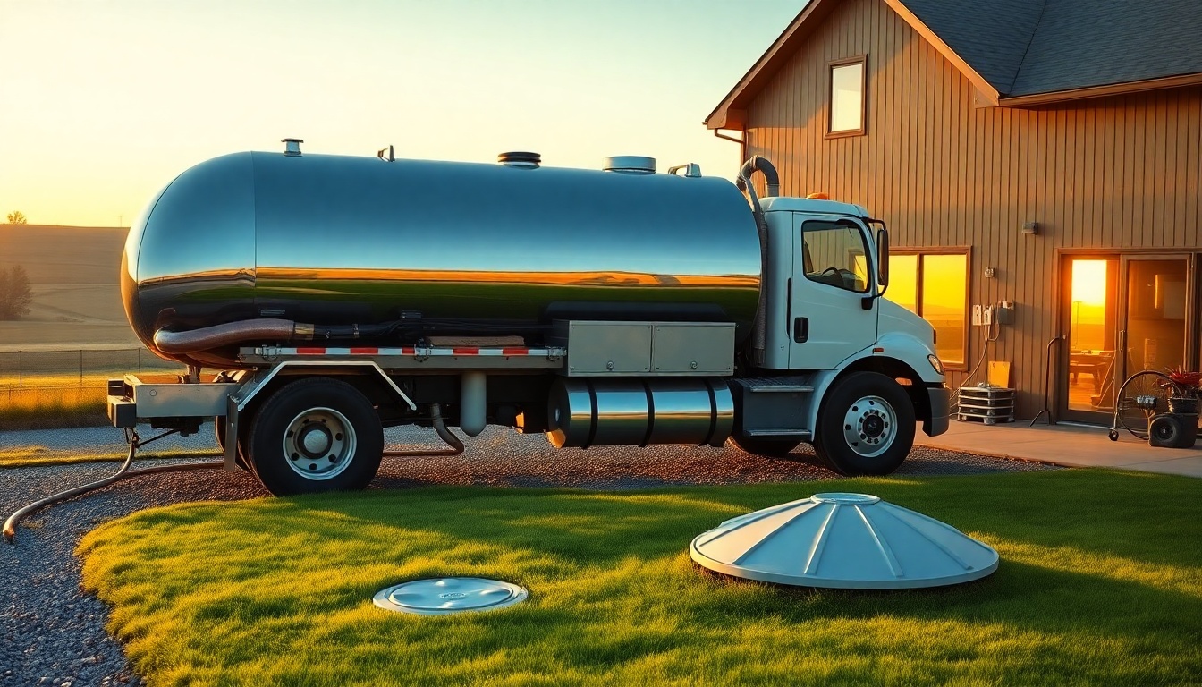 Septic service workspace in Montana at golden hour