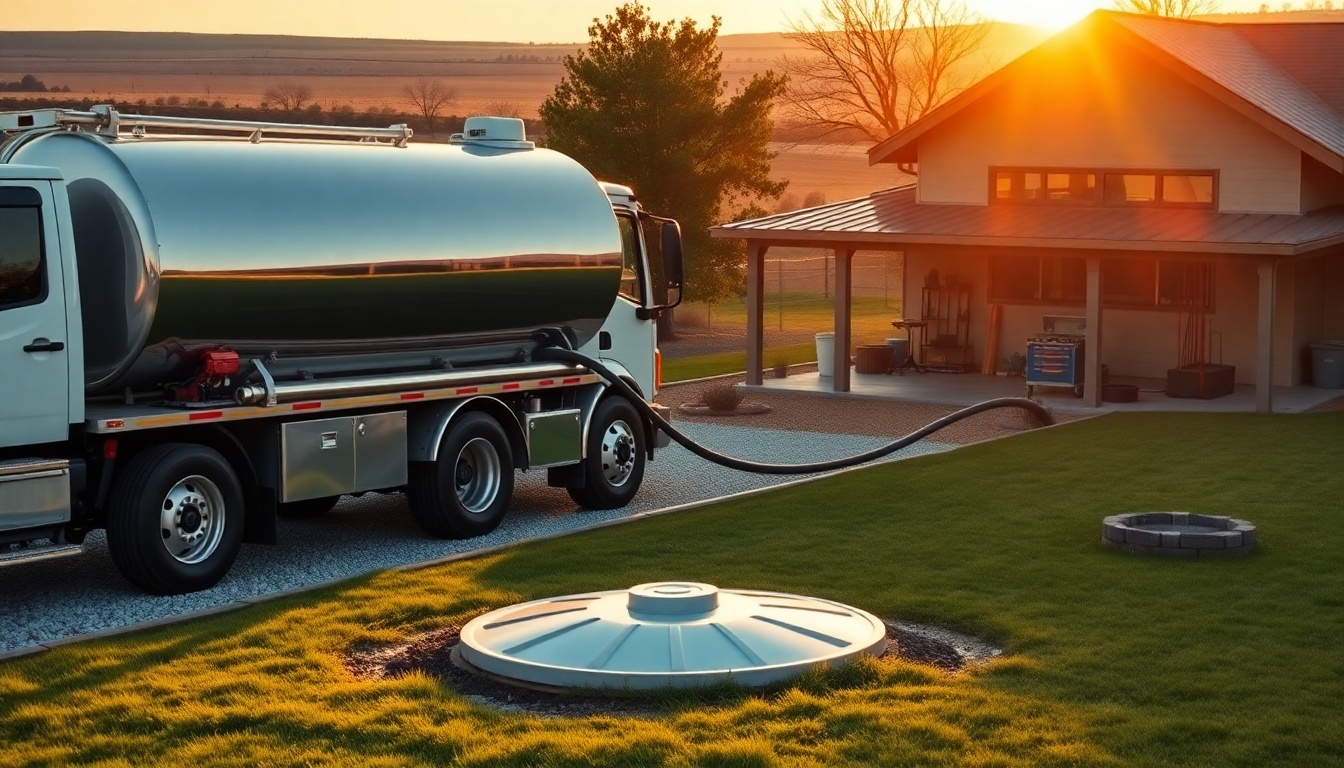 Septic service workspace in Nevada at golden hour