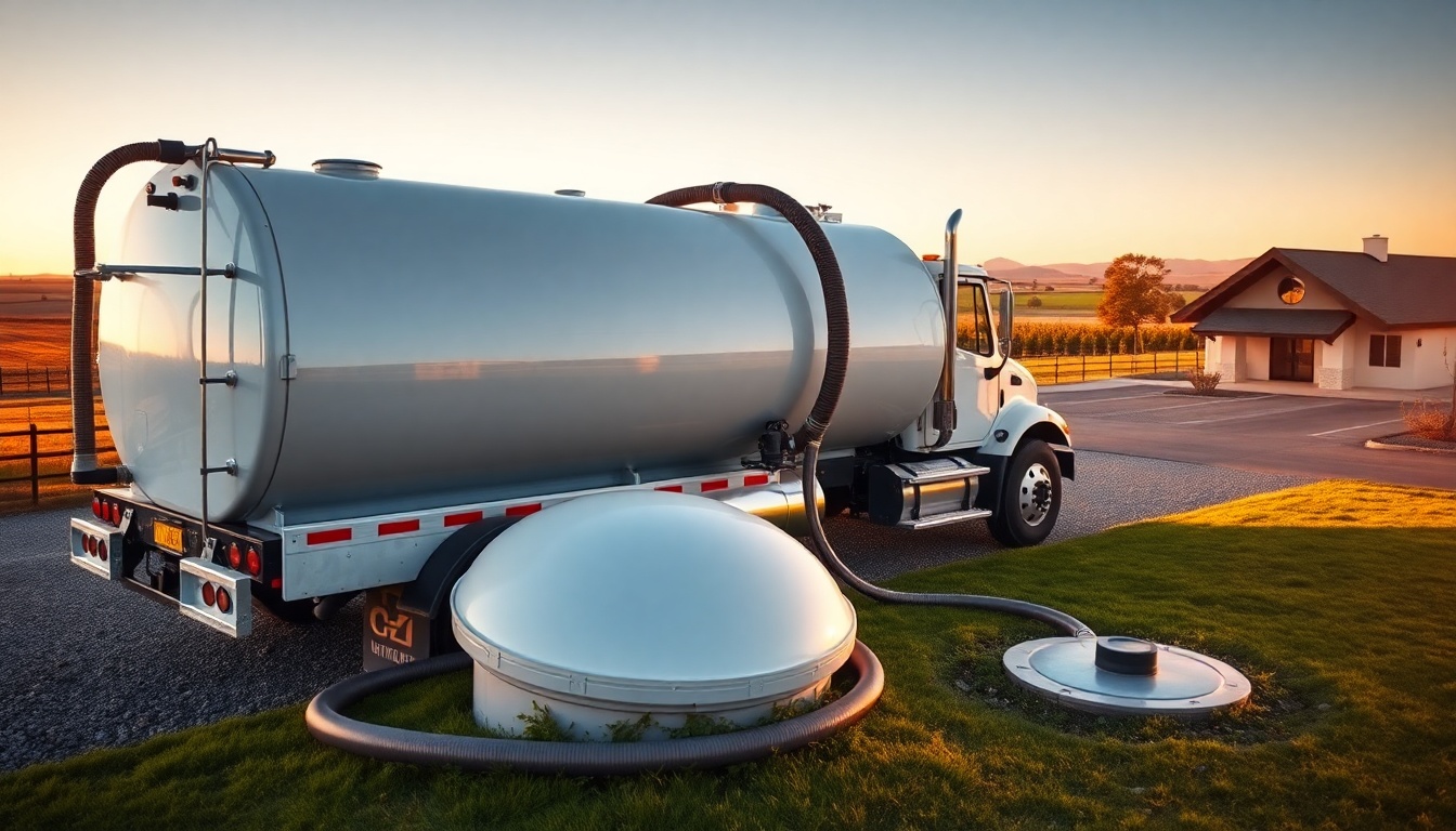 Septic service operation in Nevada at golden hour