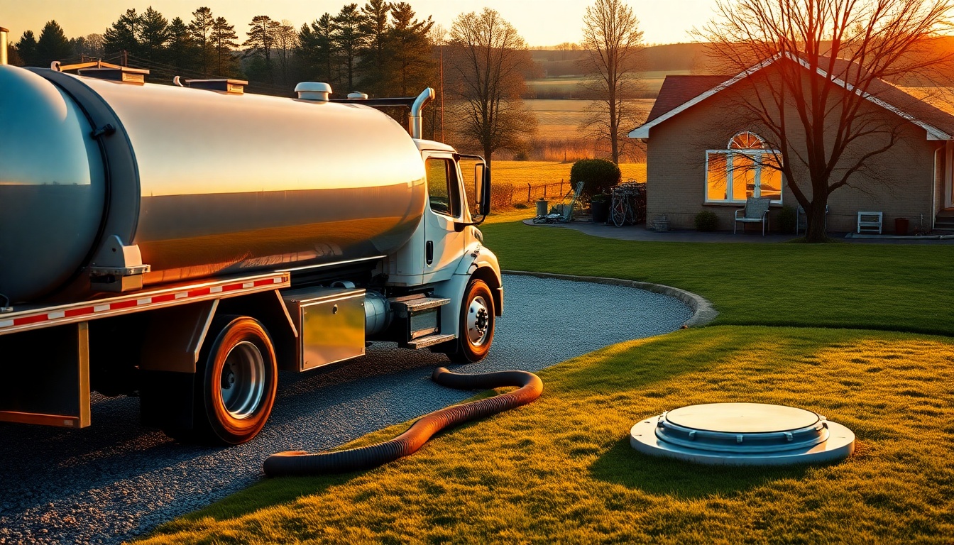Septic service workspace in New Jersey at golden hour