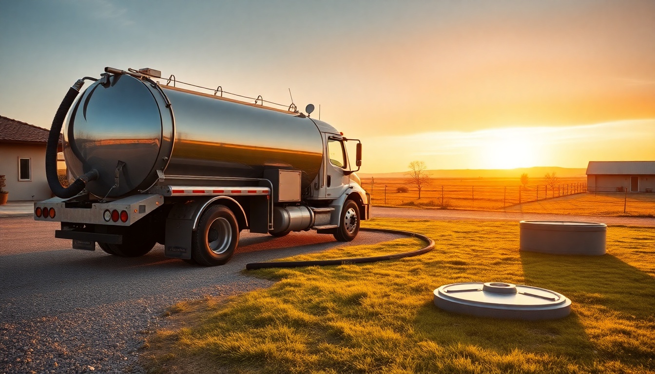 Septic service operation in New Mexico at golden hour