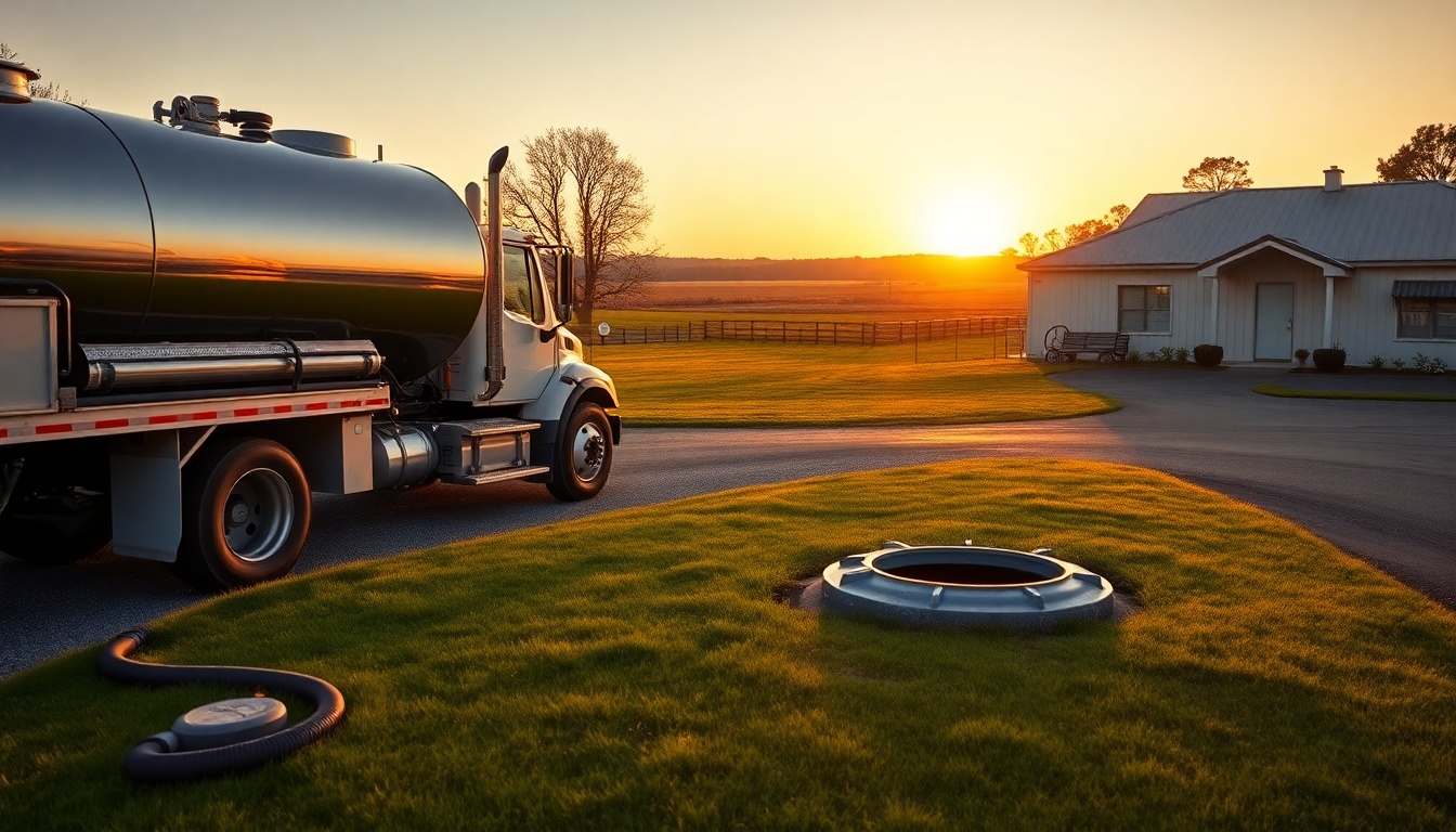 Septic service operation in North Carolina at golden hour