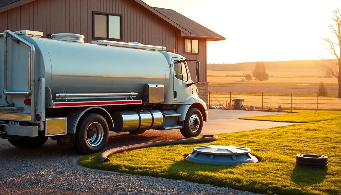 Septic service workspace in North Dakota at golden hour