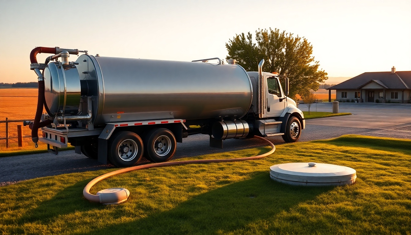Septic service operation in North Dakota at golden hour