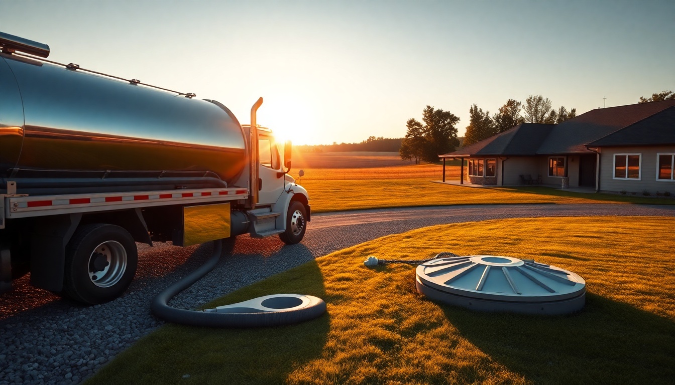 Septic service workspace in Ohio at golden hour