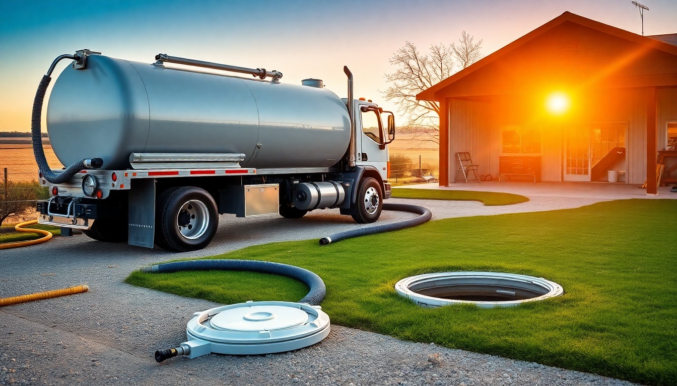 Septic service workspace in Oklahoma at golden hour