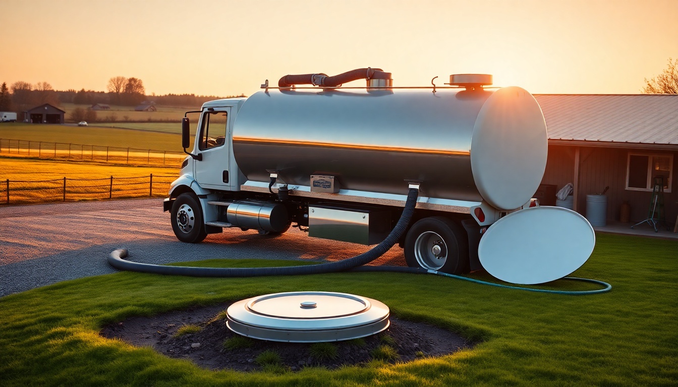 Septic service workspace in Oregon at golden hour