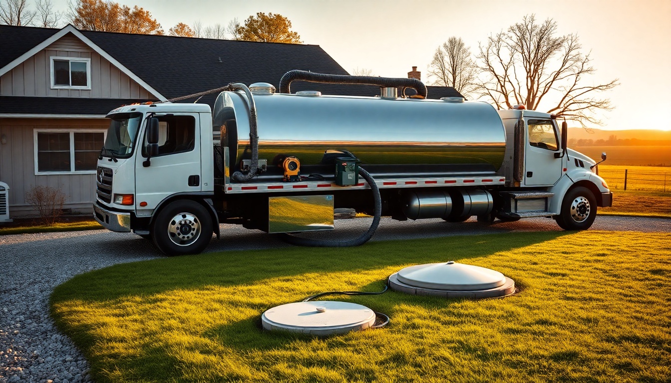 Septic service workspace in Pennsylvania at golden hour