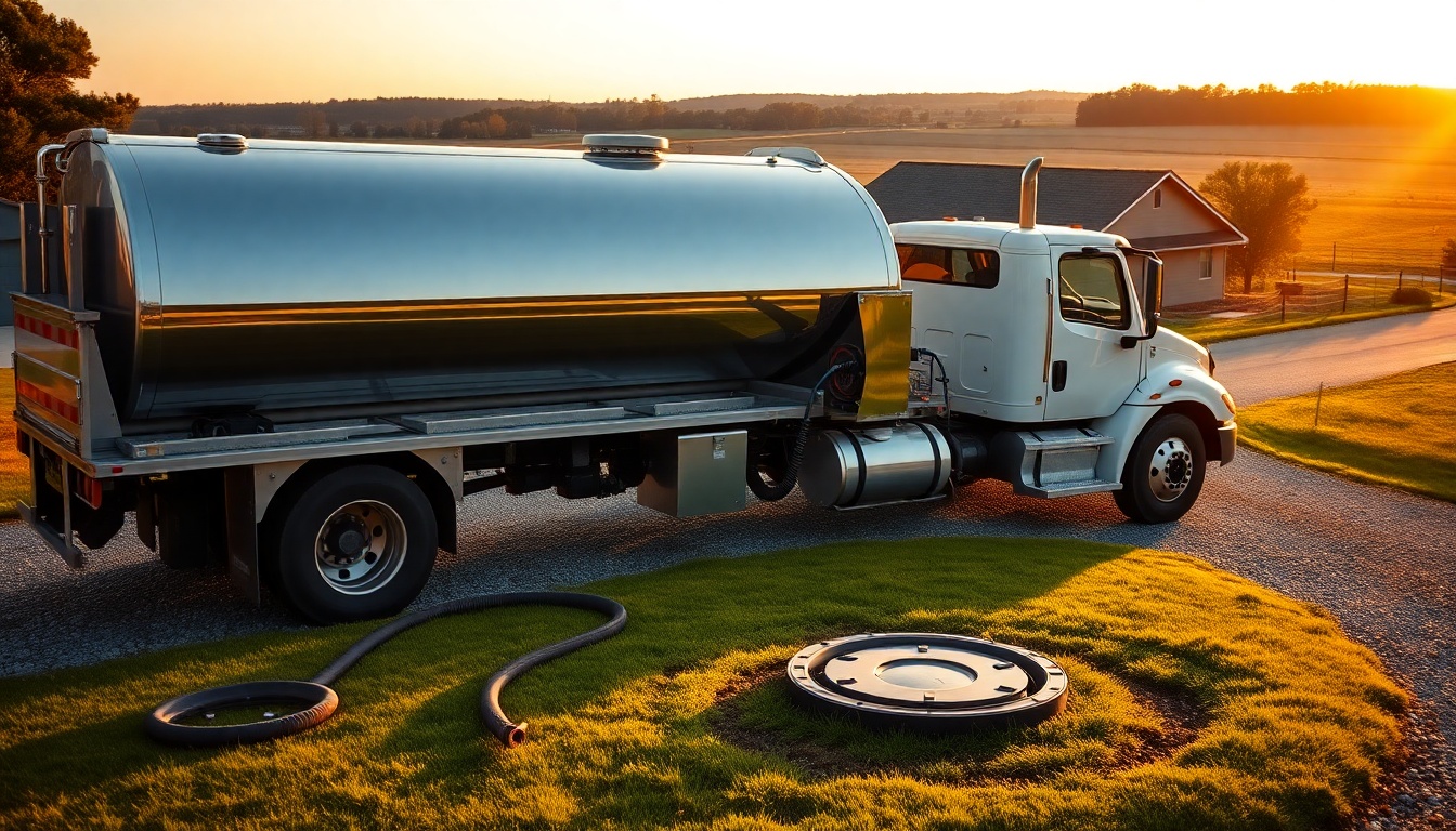 Septic service workspace in South Carolina at golden hour