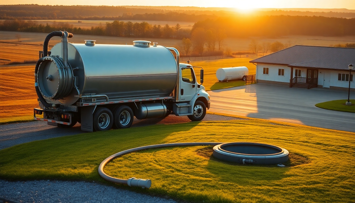Septic service operation in South Carolina at golden hour