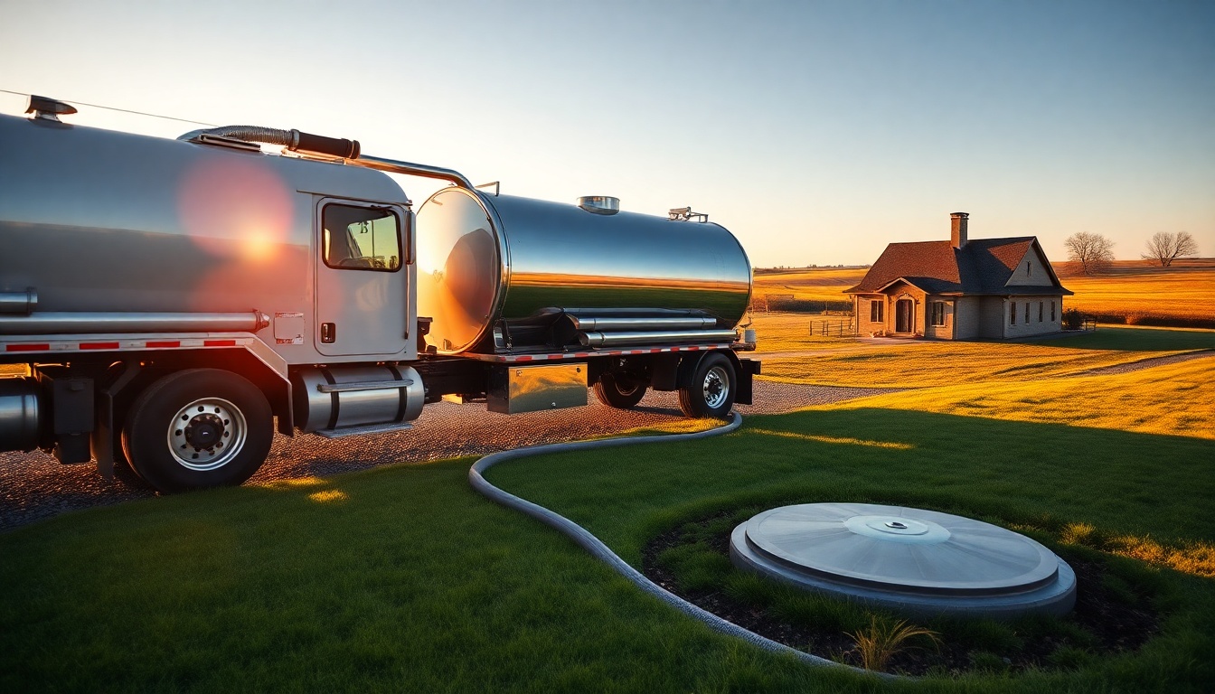 Septic service workspace in South Dakota at golden hour