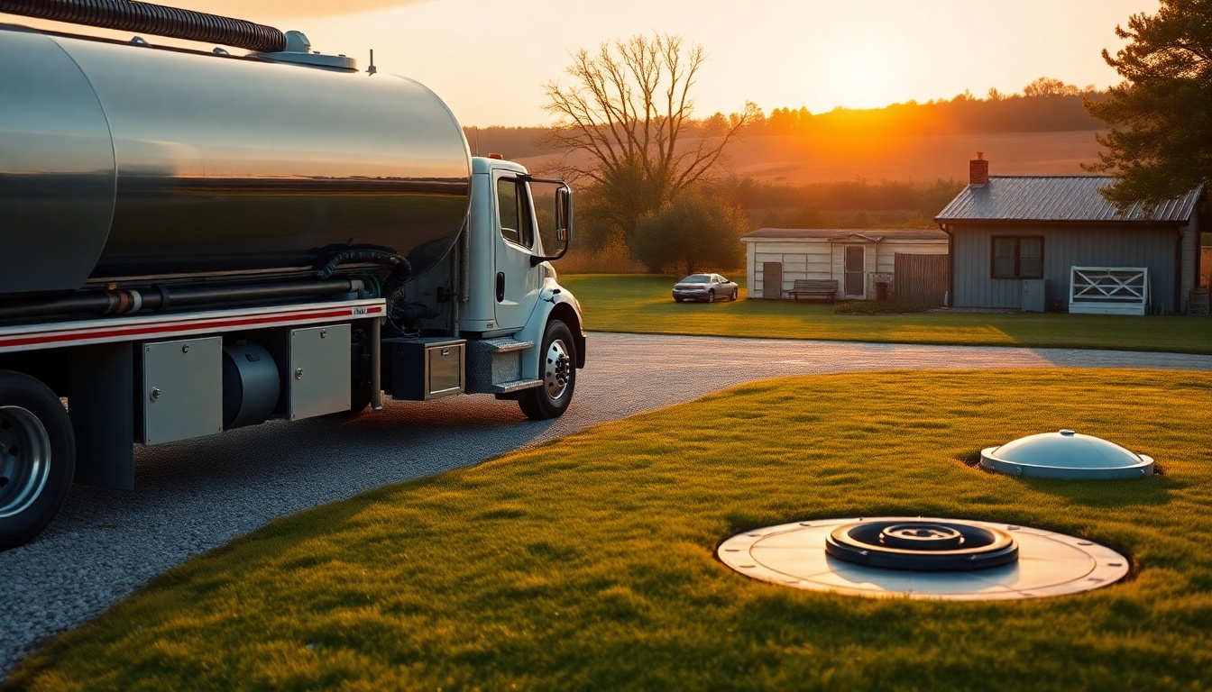Septic service workspace in Tennessee at golden hour