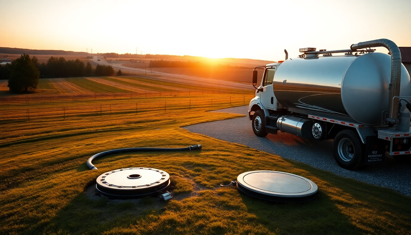 Septic service operation in Tennessee at golden hour