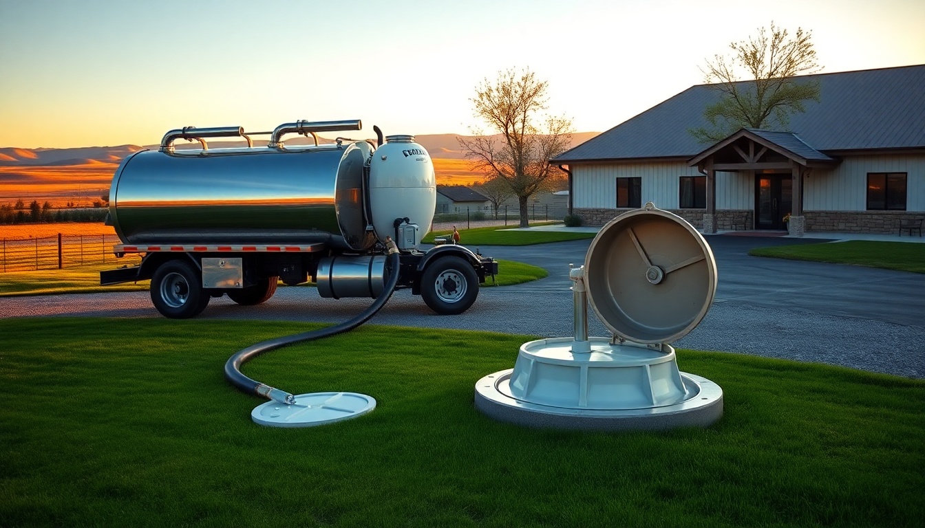 Septic service operation in Utah at golden hour