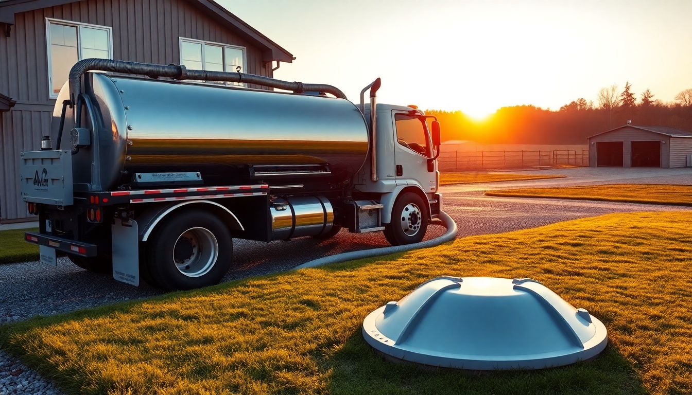Septic service workspace in Vermont at golden hour