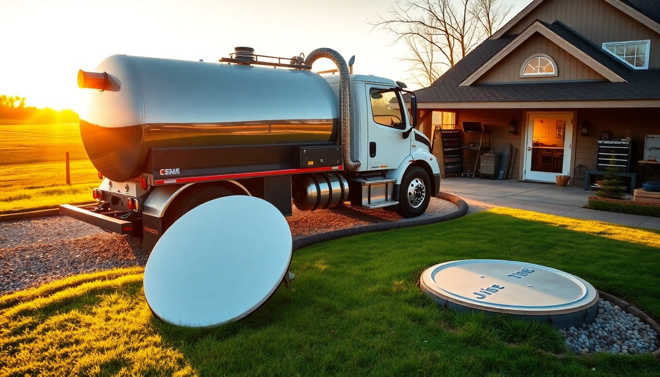 Septic service workspace in Virginia at golden hour