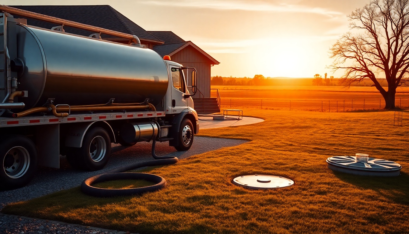 Septic service workspace in Washington at golden hour