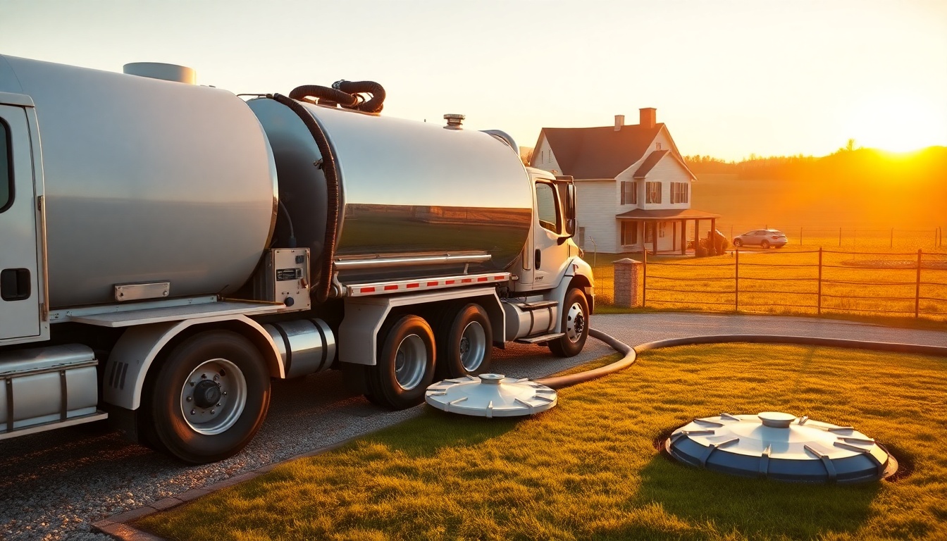 Septic service workspace in West Virginia at golden hour