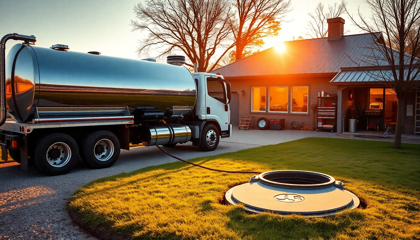 Septic service workspace in Wisconsin at golden hour