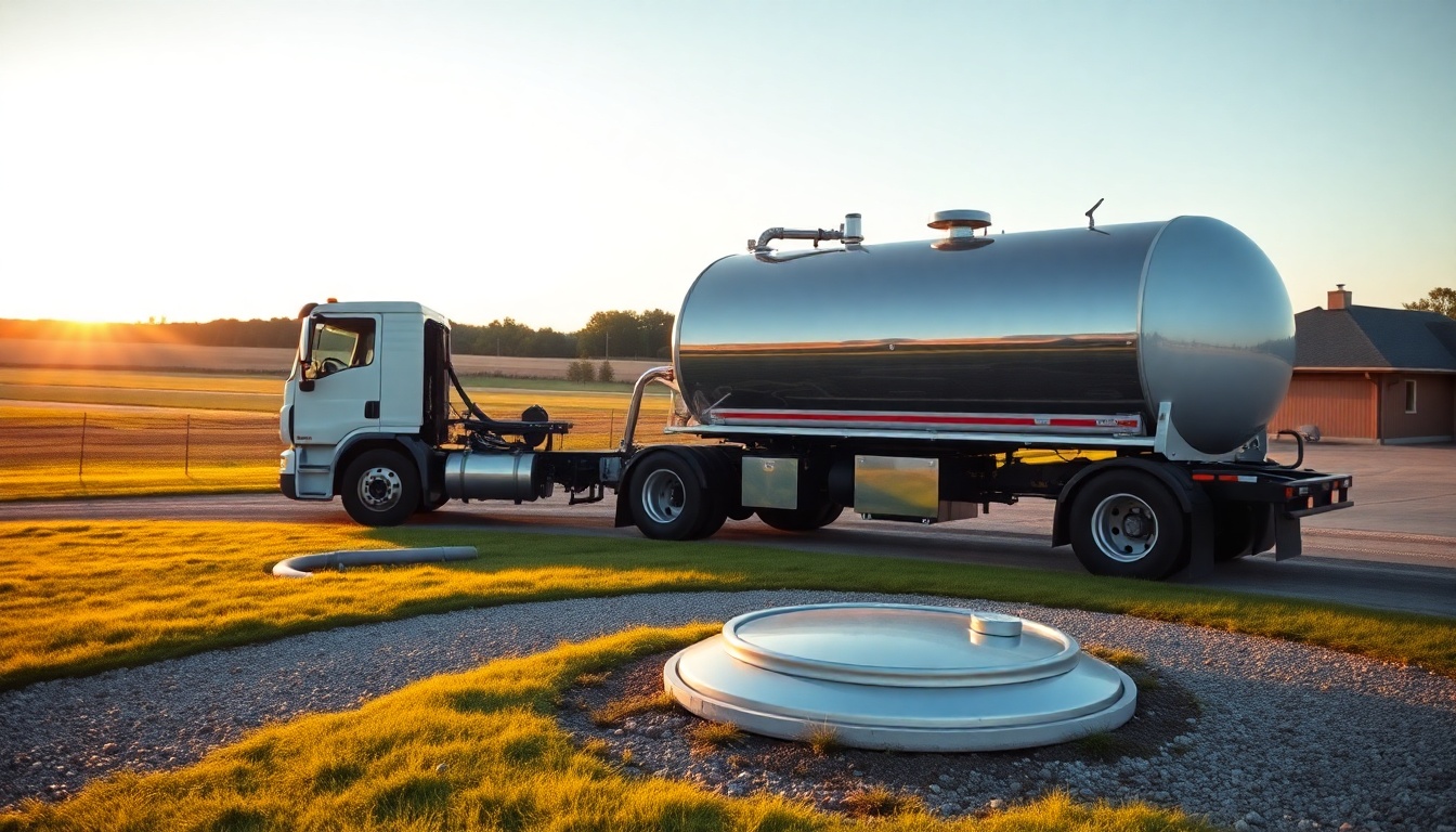 Septic service operation in Wisconsin at golden hour
