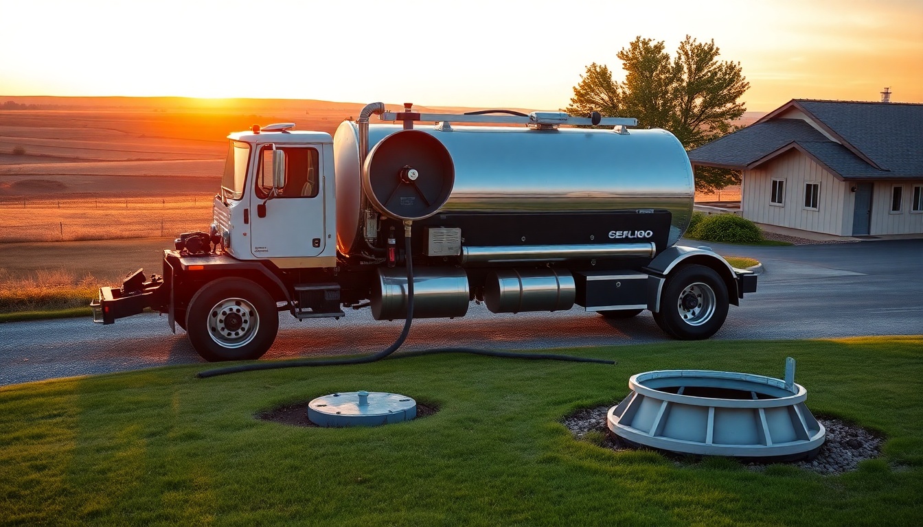 Septic service operation in Wyoming at golden hour