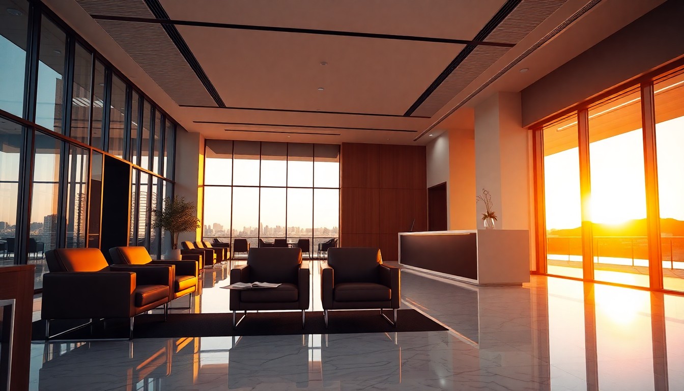 Professional reception area representing customer notification of business sale