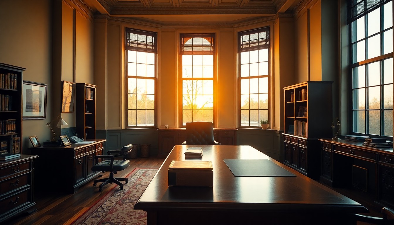 A law office at golden hour
