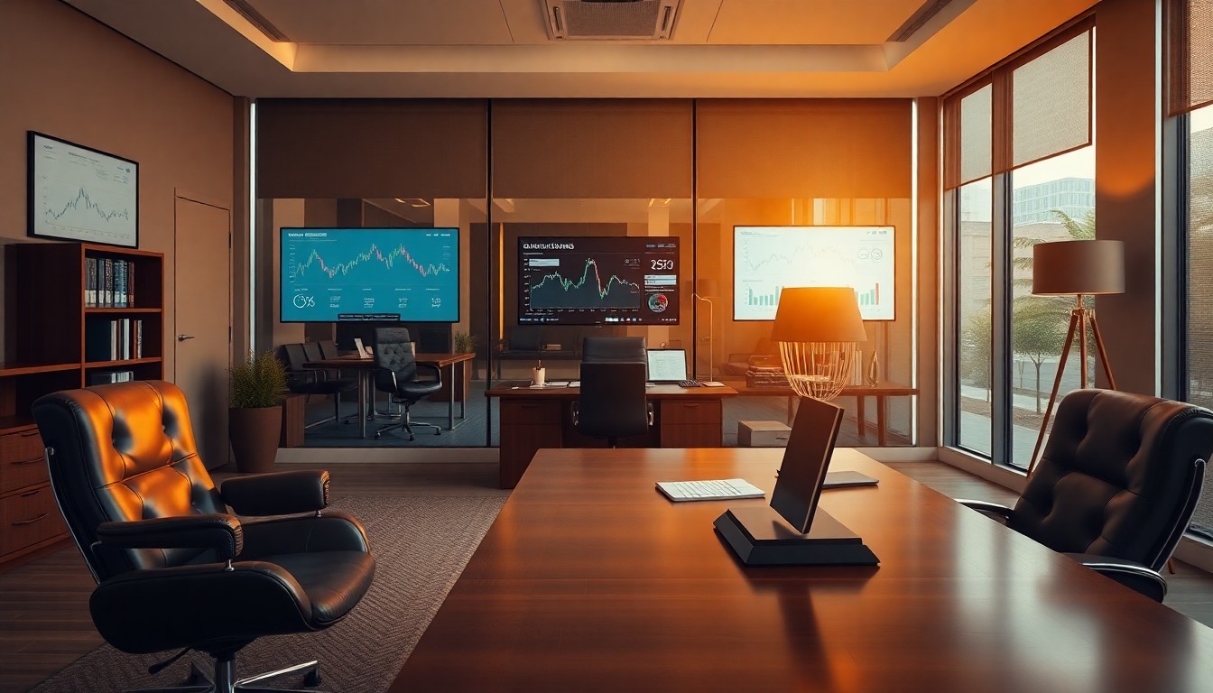 A business valuation office at golden hour
