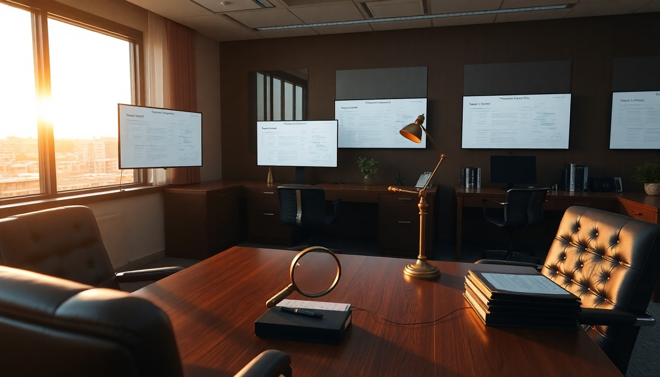 A forensic accounting office at golden hour