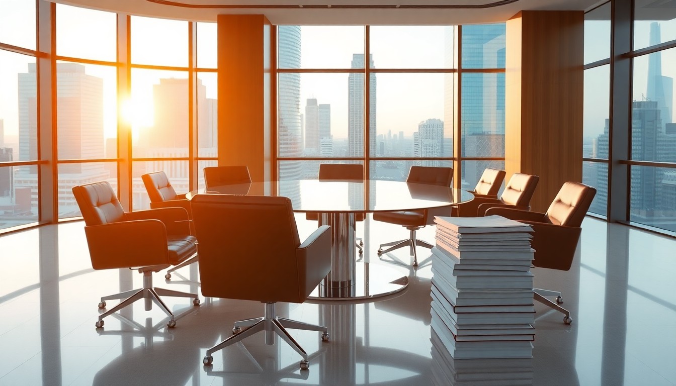 An M&A virtual data room executive conference at golden hour