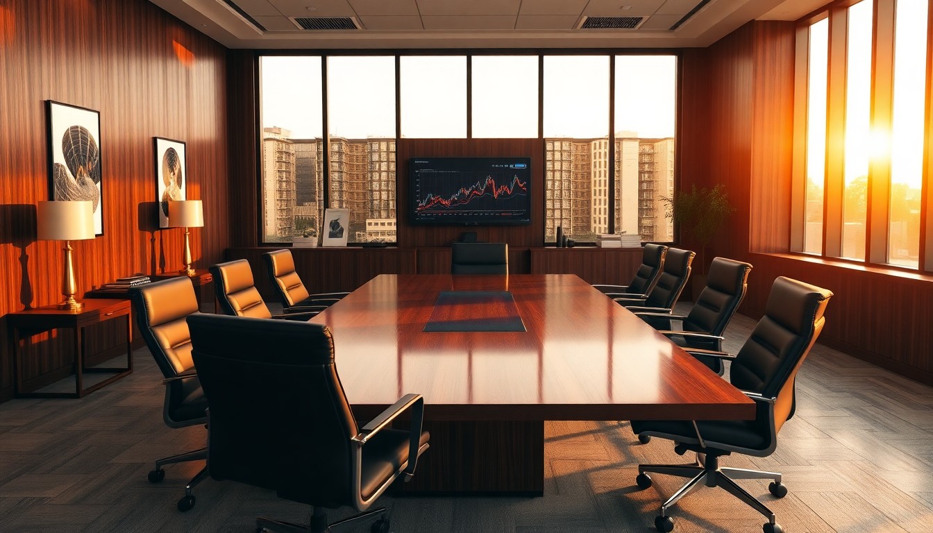 A lending office at golden hour
