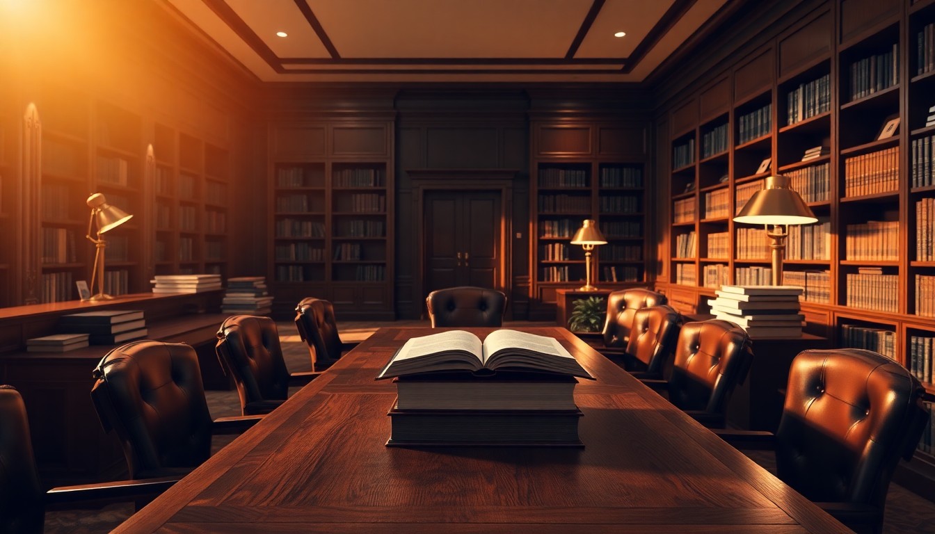 A professional services library at golden hour
