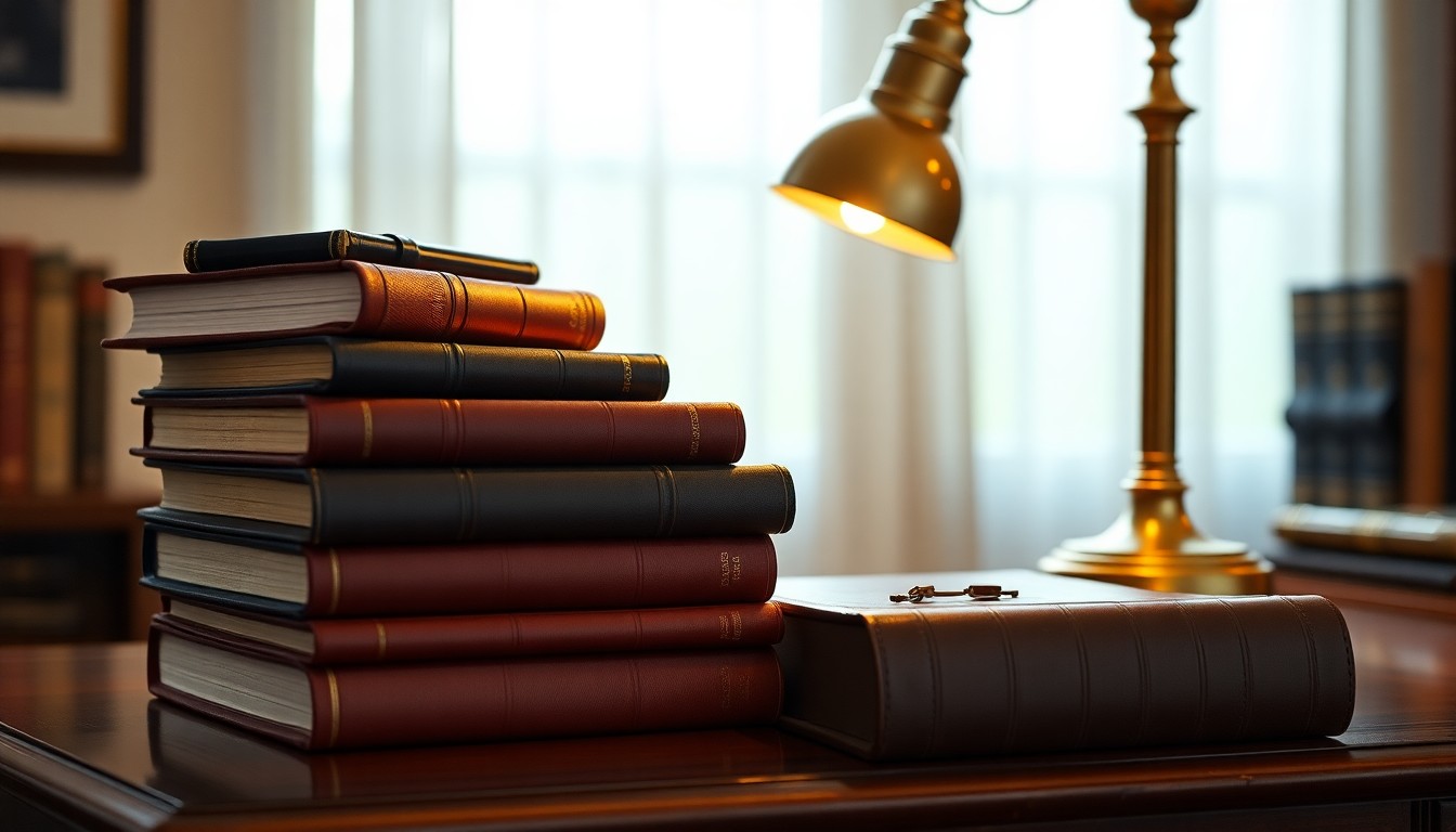 Stack of business valuation reference books on a desk