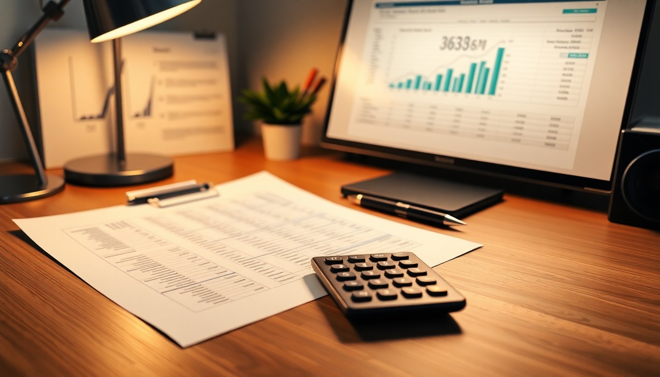 A business valuation template on a desk
