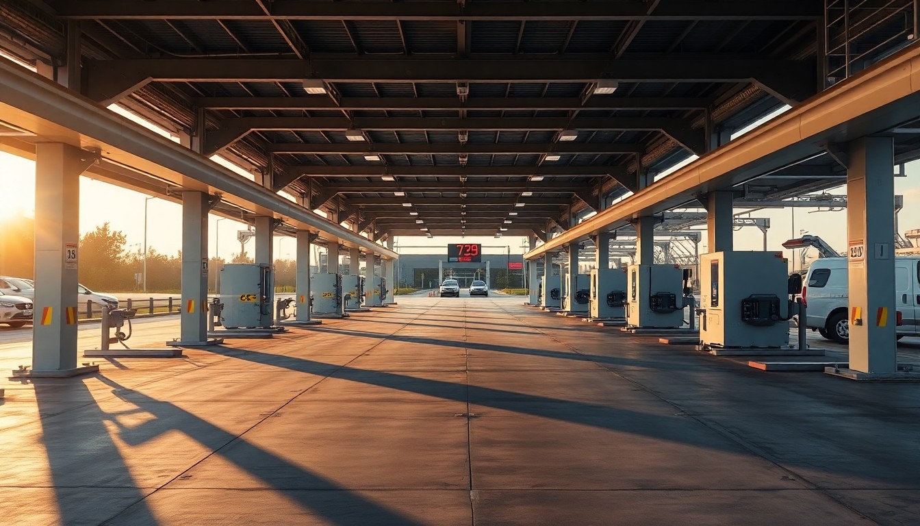An express tunnel car wash exterior at golden hour