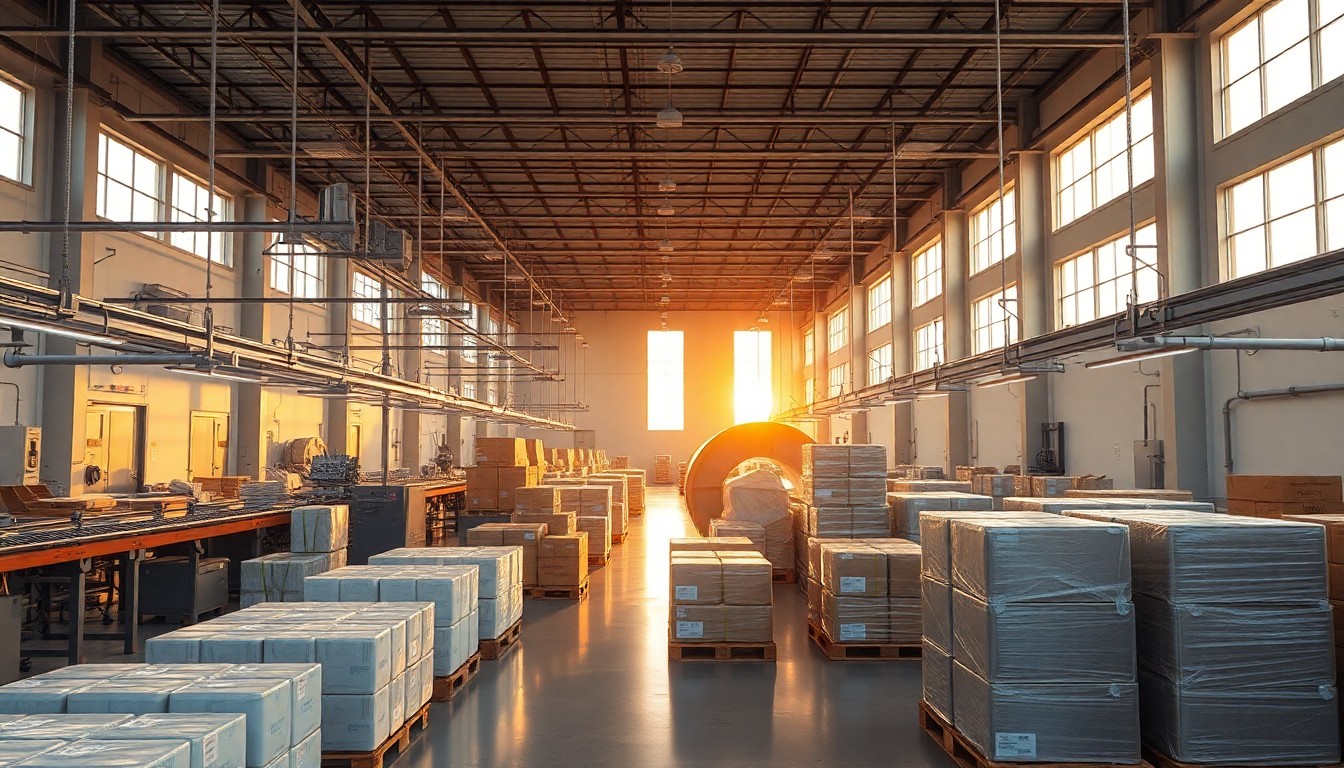 A contract packaging plant at golden hour