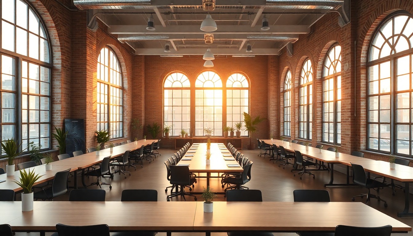 A digital marketing agency office at golden hour