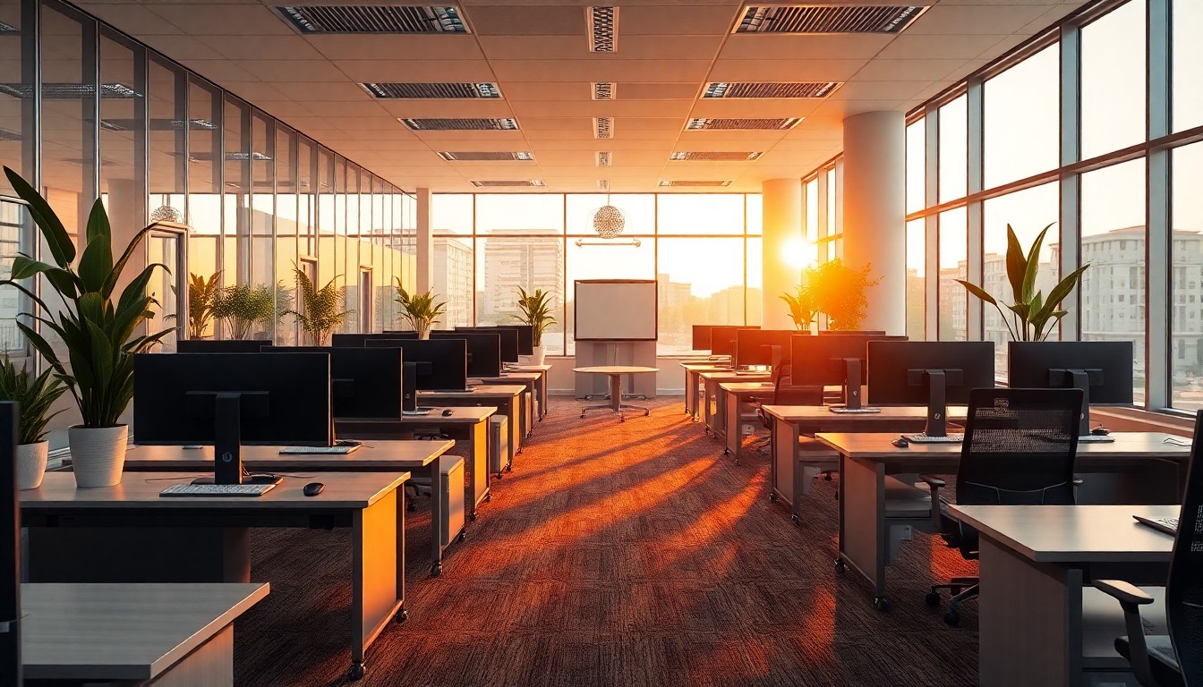 A medical billing / RCM company office at golden hour