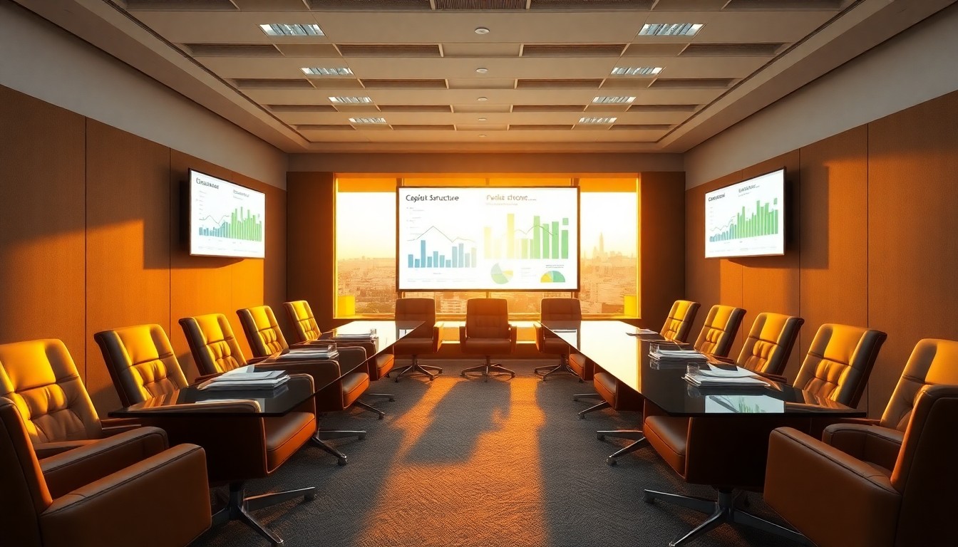 A PE finance committee room at golden hour