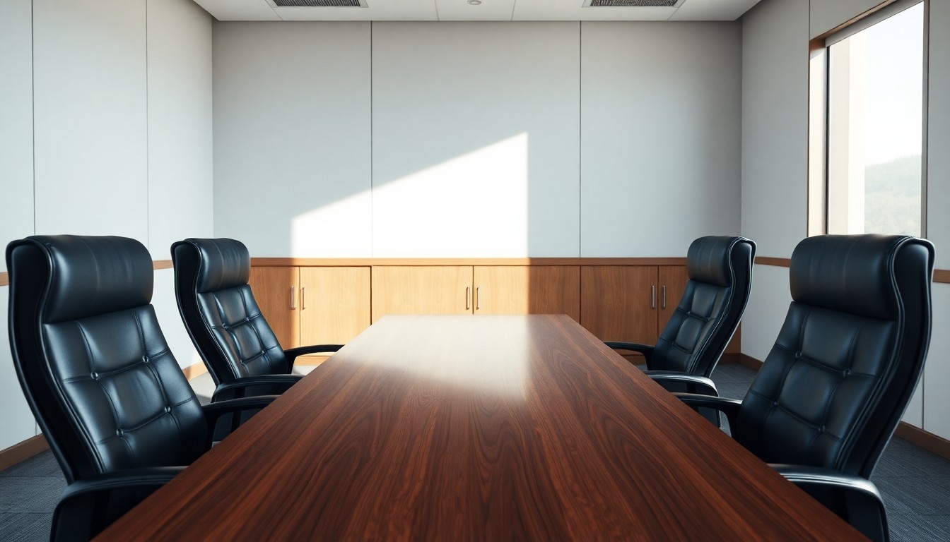 A boardroom representing an internal succession or management buyout