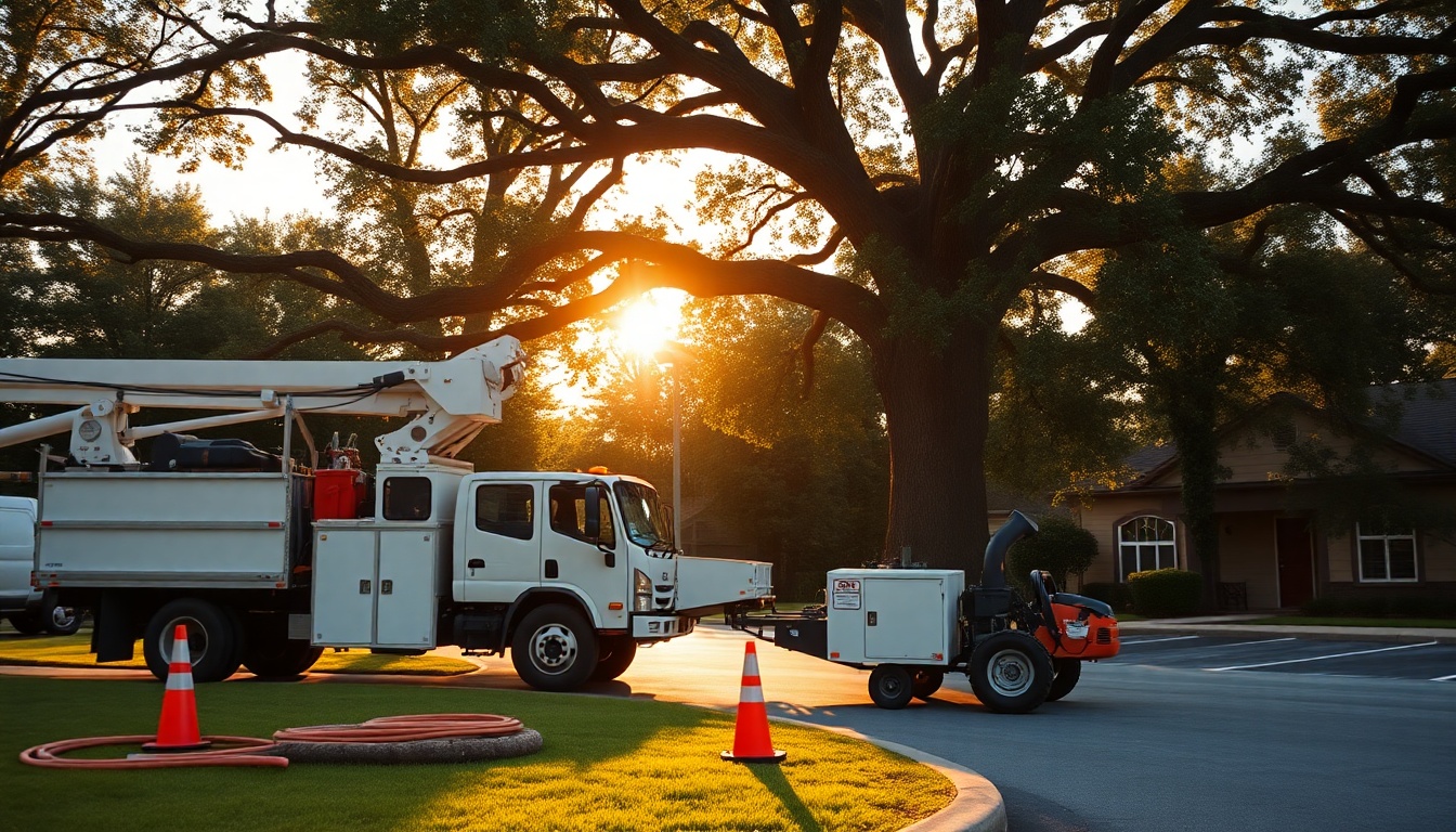 Tree Service service operation in Alabama at golden hour
