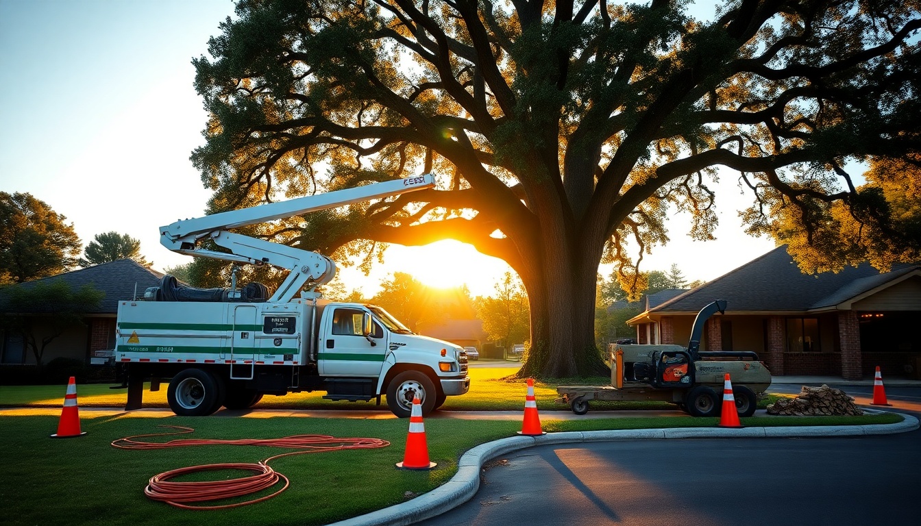 Tree Service service operation in Arkansas at golden hour
