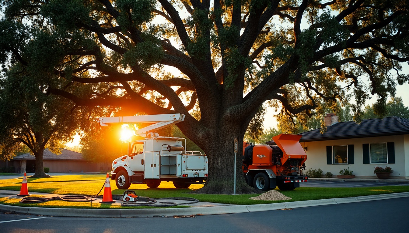 Tree Service service operation in California at golden hour