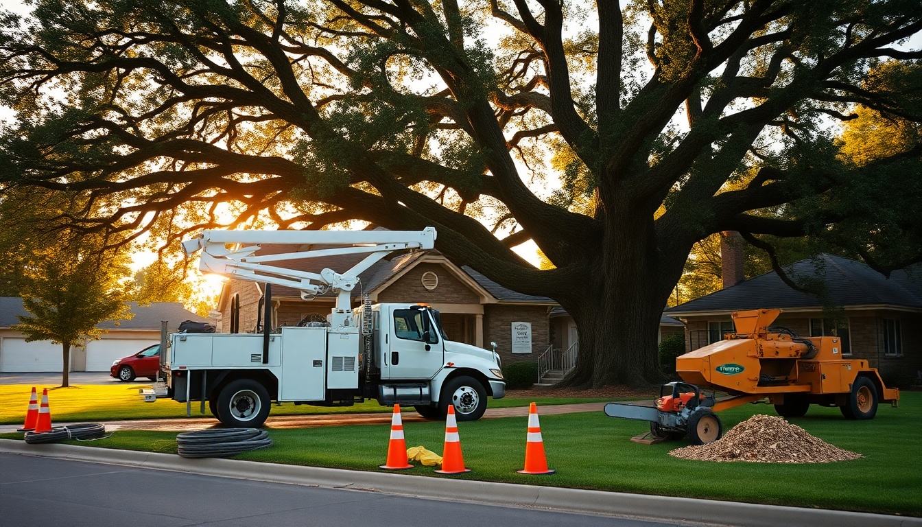 Tree Service service operation in Connecticut at golden hour