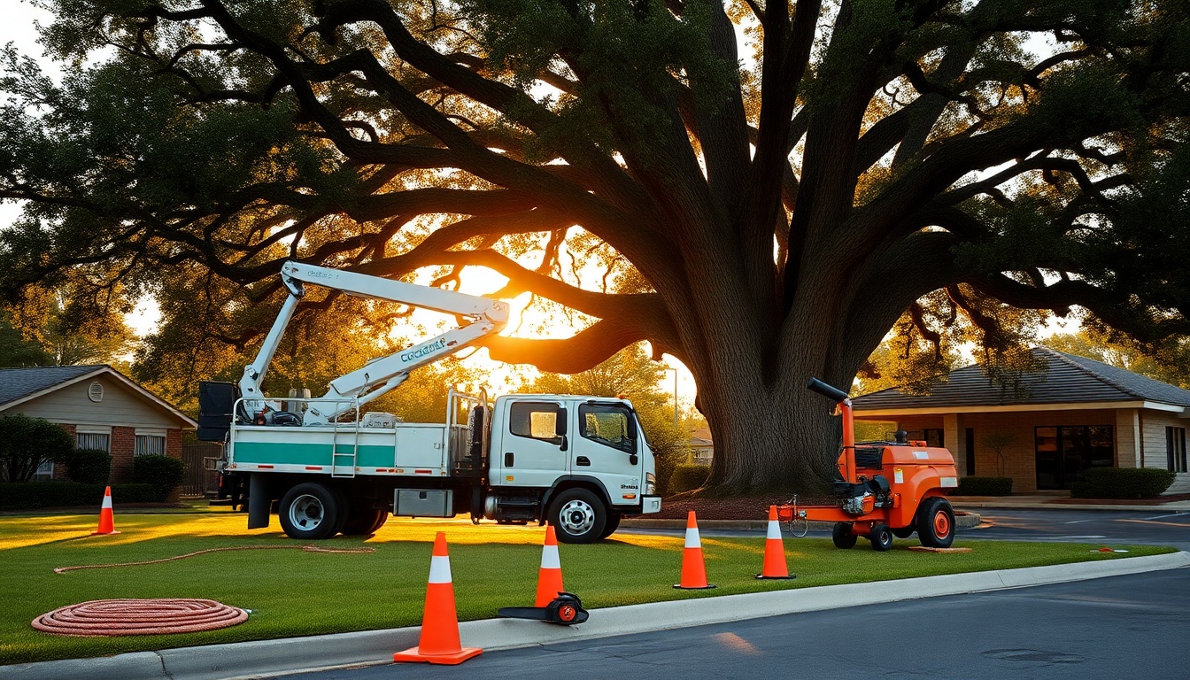 Tree Service service operation in Florida at golden hour