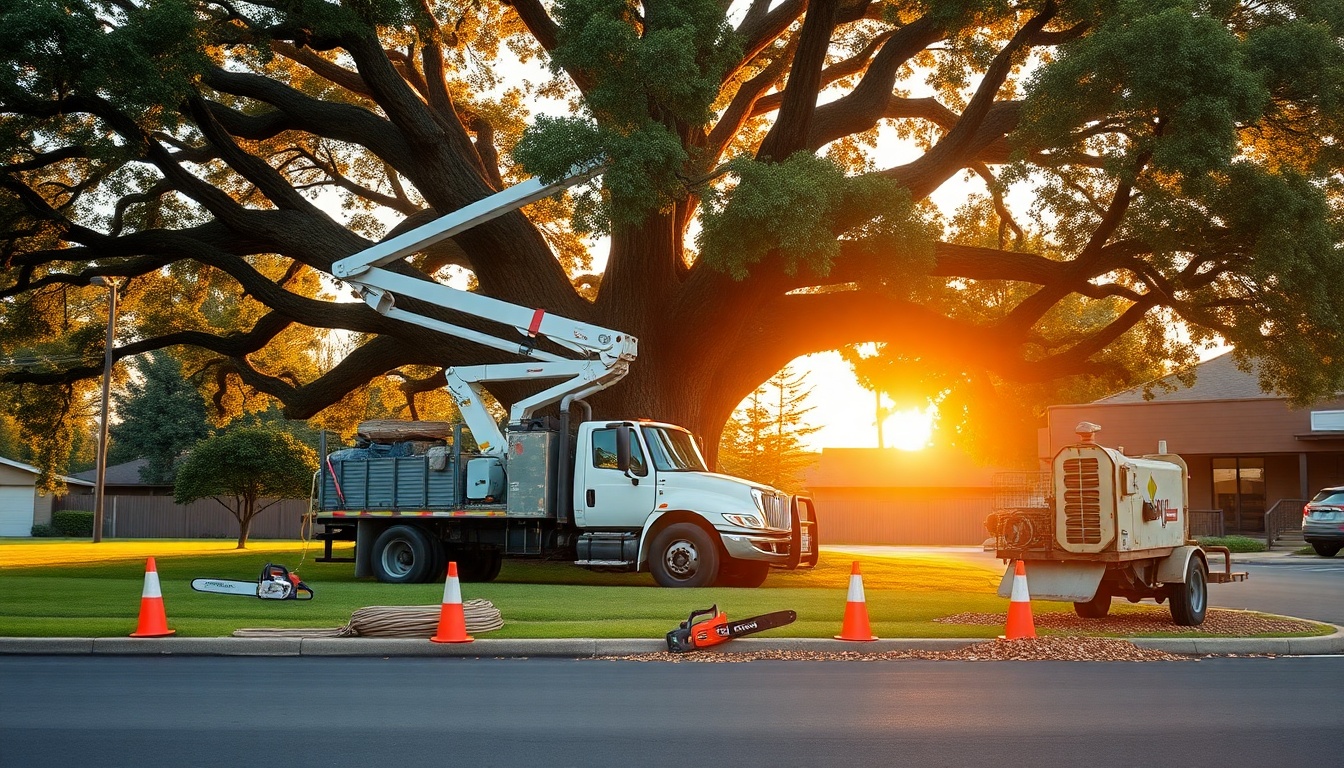Tree Service service operation in Hawaii at golden hour