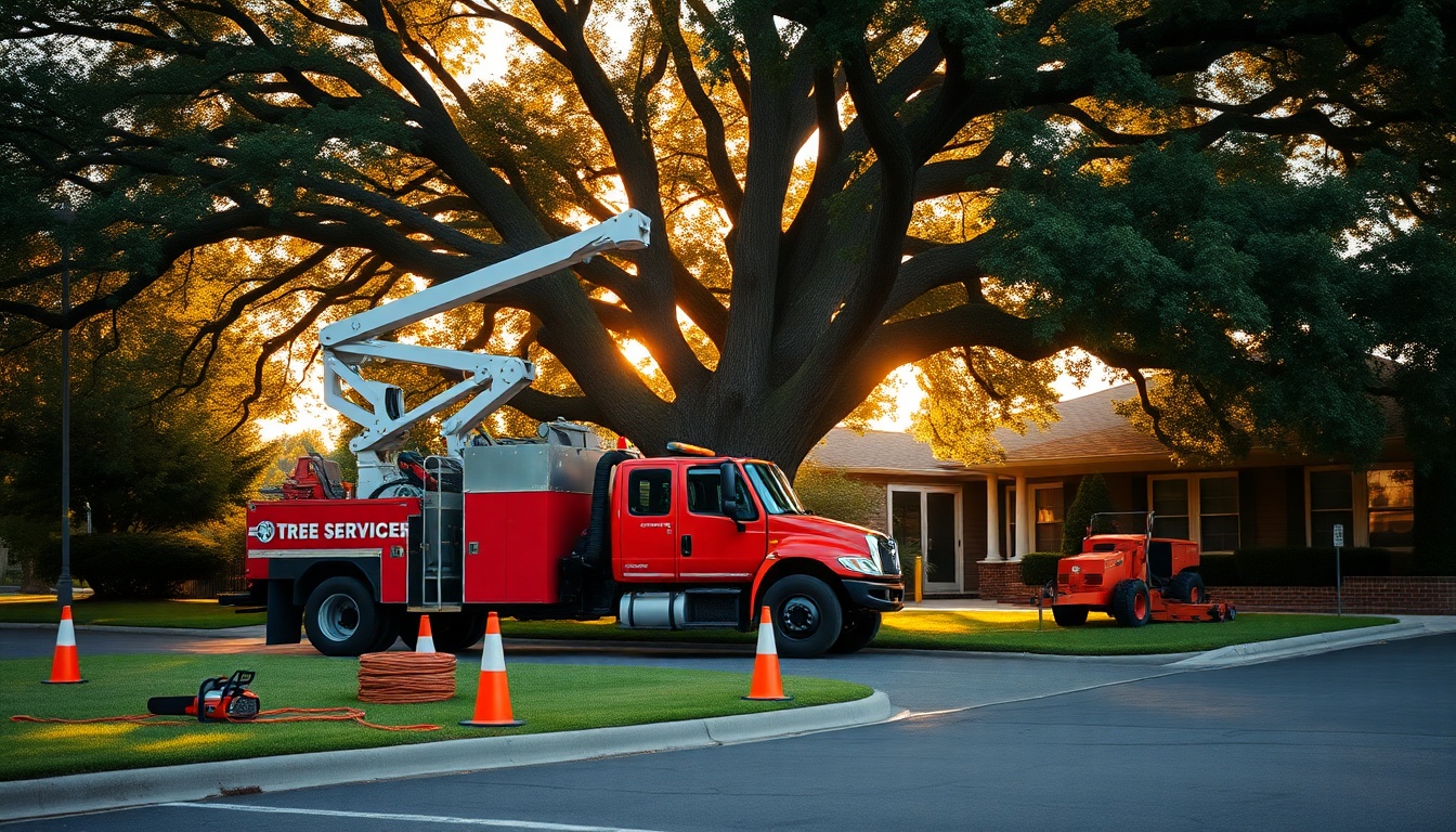 Tree Service service operation in Illinois at golden hour