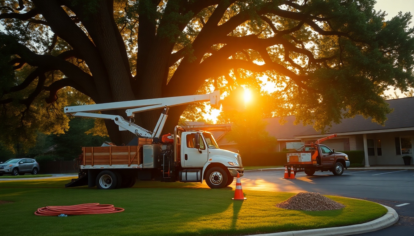 Tree Service service operation in Indiana at golden hour