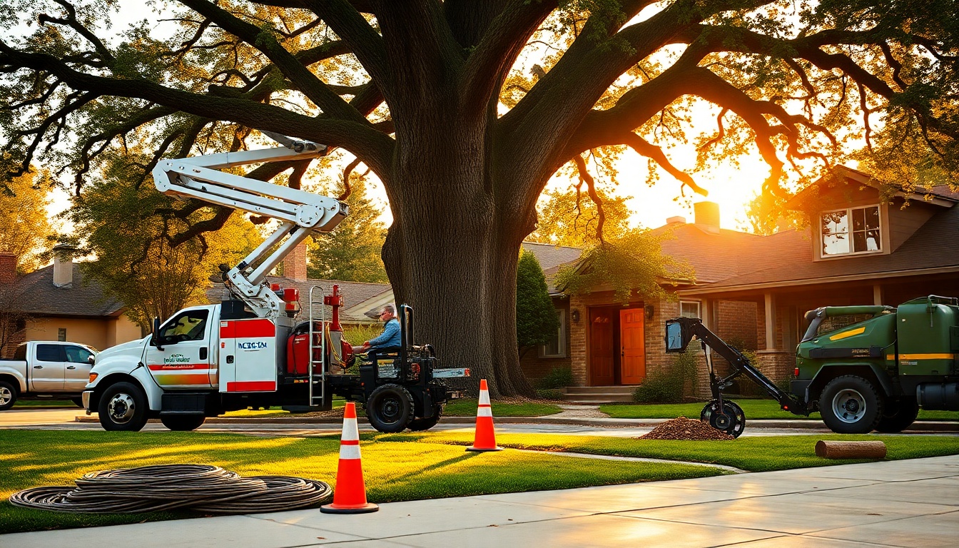 Tree Service service workspace in Iowa at golden hour