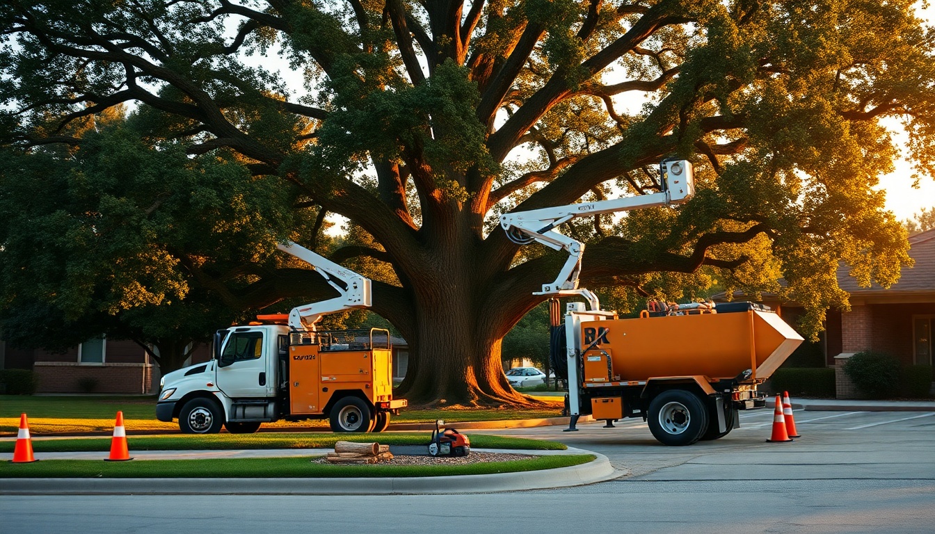 Tree Service service operation in Kansas at golden hour